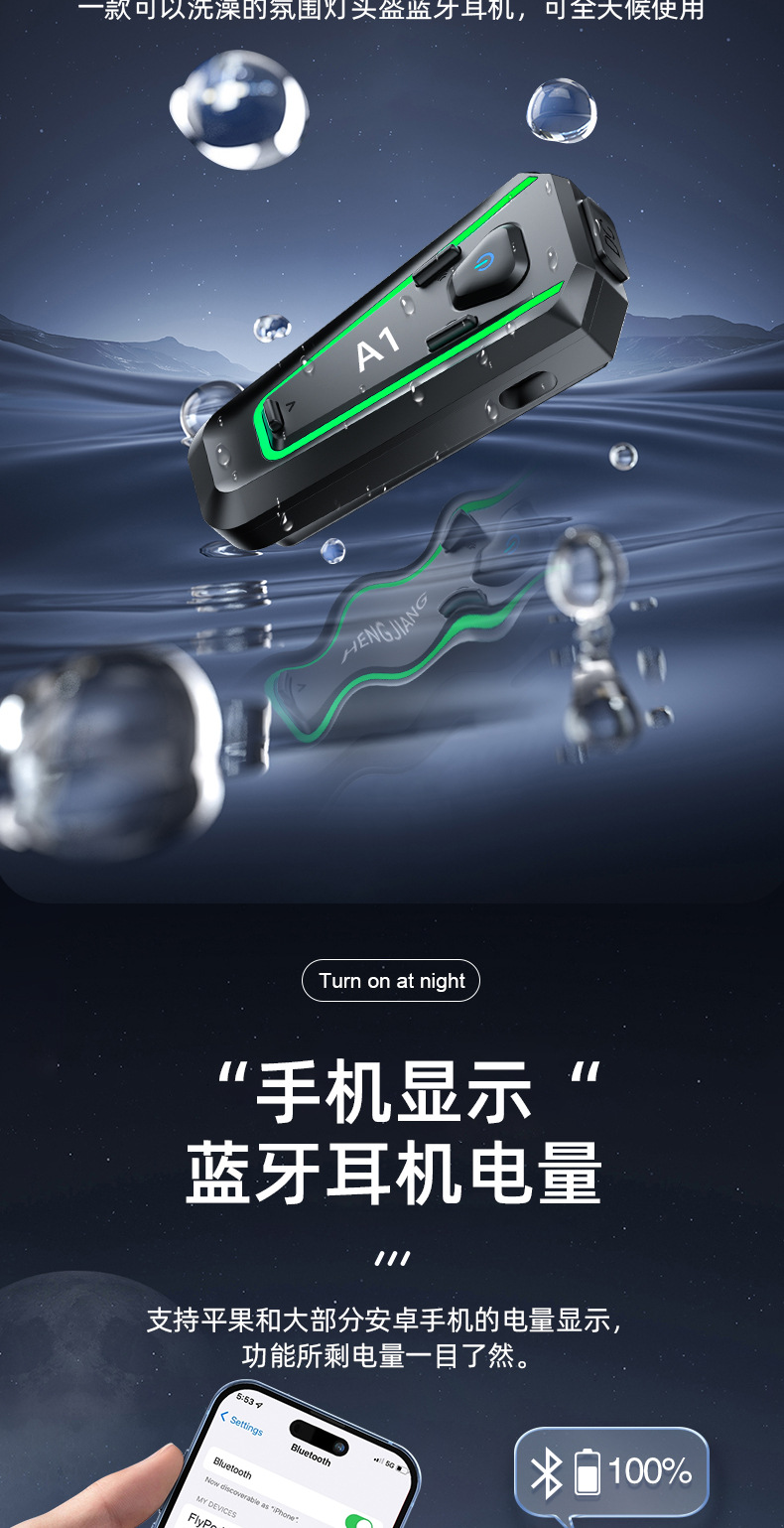 Cross-Border New Model A1 Helmet Bluetooth Headset, Bluetooth Wireless Helmet Headset, Motorcycle Helmet Headset