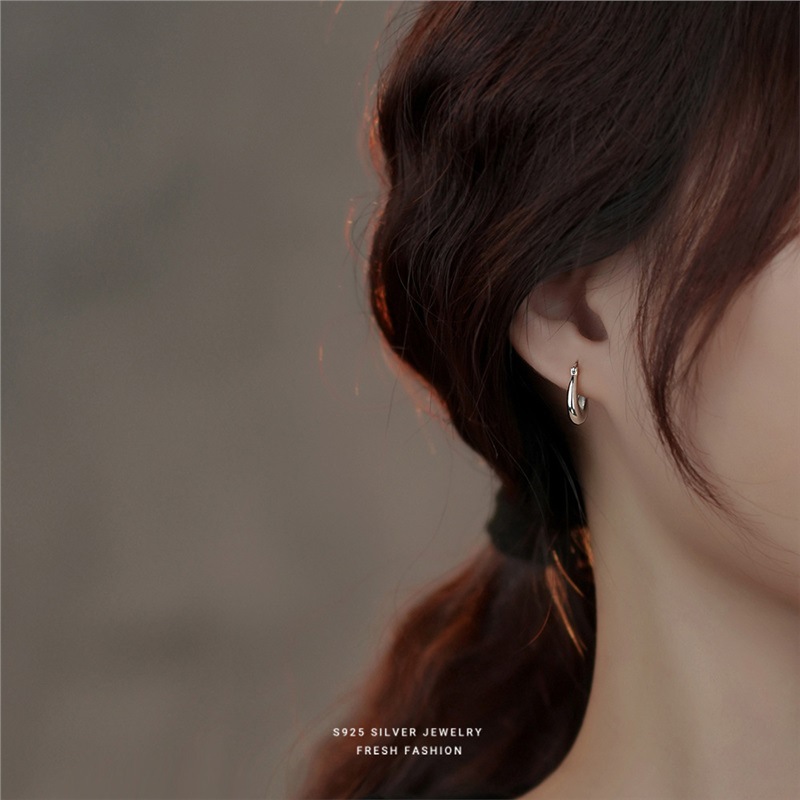 S-geometric minimalist U-shaped plain ring earrings, women's French style, light luxury, high-end feeling, personality,_voghion.com