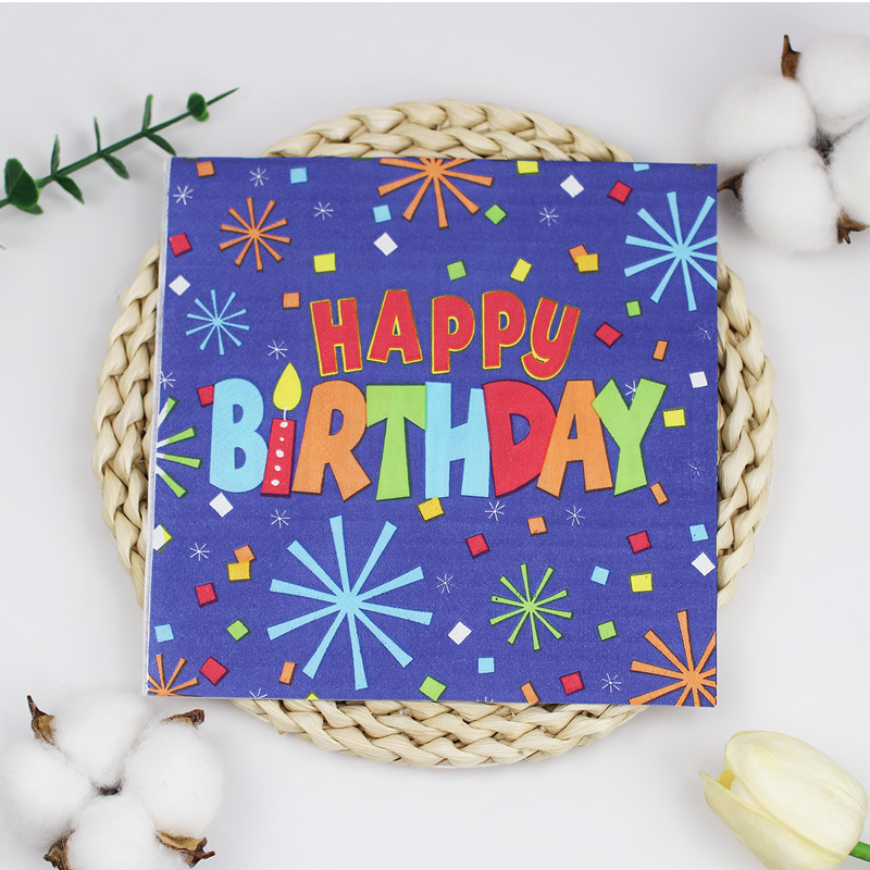 Nuevos productos, nuevas servilletas impresas, restaurantes de hoteles, decoraciones de fiestas de cumpleaños, toallas de papel, pañuelos cuadrados desechables en la sala de estar del hogar