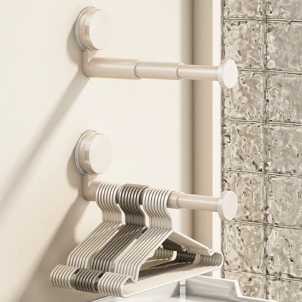 Balcony Suction Cup Clothes Hanger Storage Solution, Multifunctional Hook, Retractable, No-Drill, Wall-Mounted, Traceless Clothes Rack