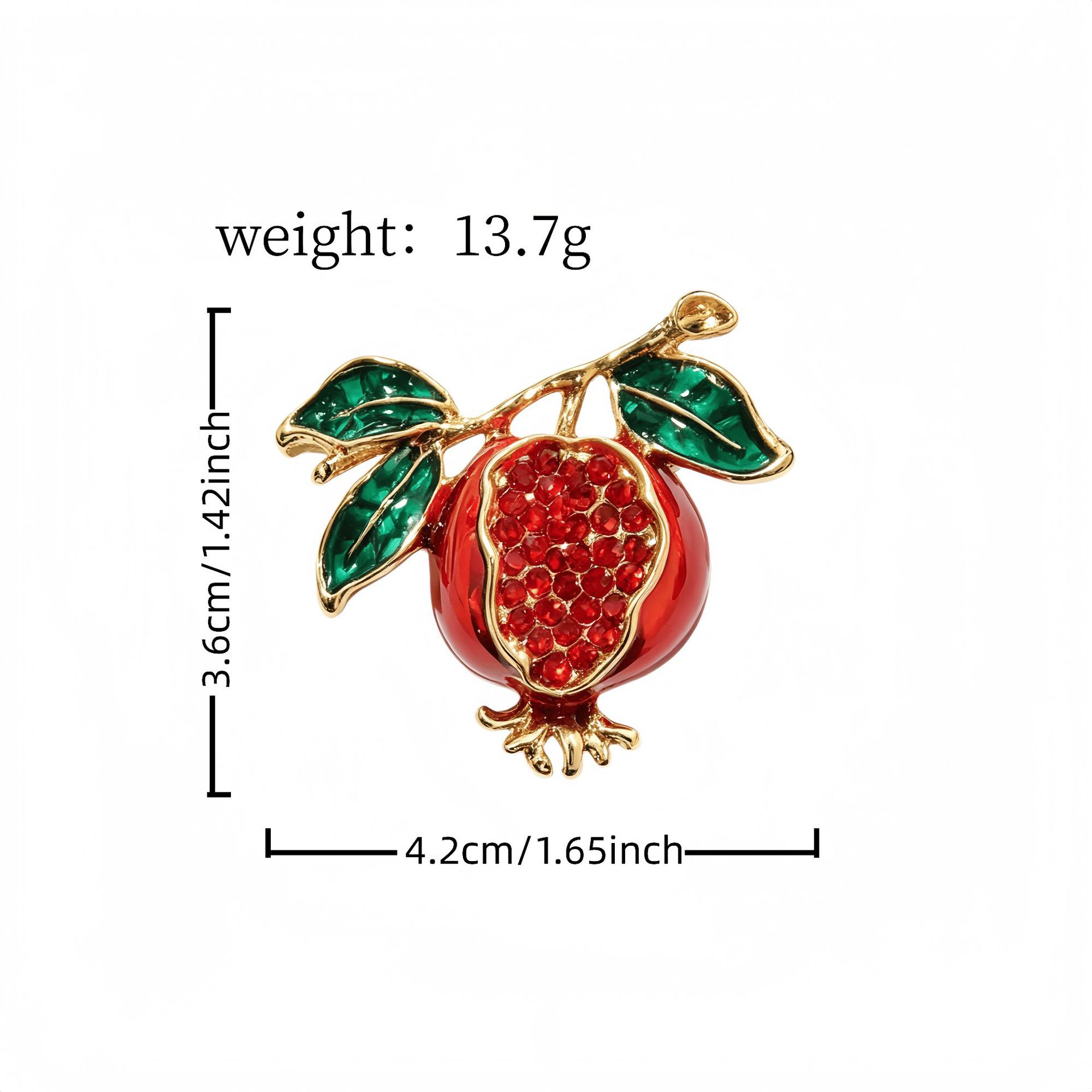 Traditional Chinese-style pomegranate brooch, exquisite enamel pin, high-end accessory for suits and coats, symbolizing abundance and good fortune, a unique and stylish piece of jewelry