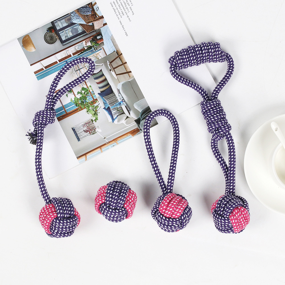 Juguetes de nudo de algodón transfronterizos para mascotas, dientes de molienda resistentes a la mordida, bolas de tracción interactivas, juguetes para mascotas, juguetes para perros