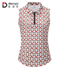 跨境专供新款3D印花女士POLO衫个性人头热升华无袖上衣欧美工厂