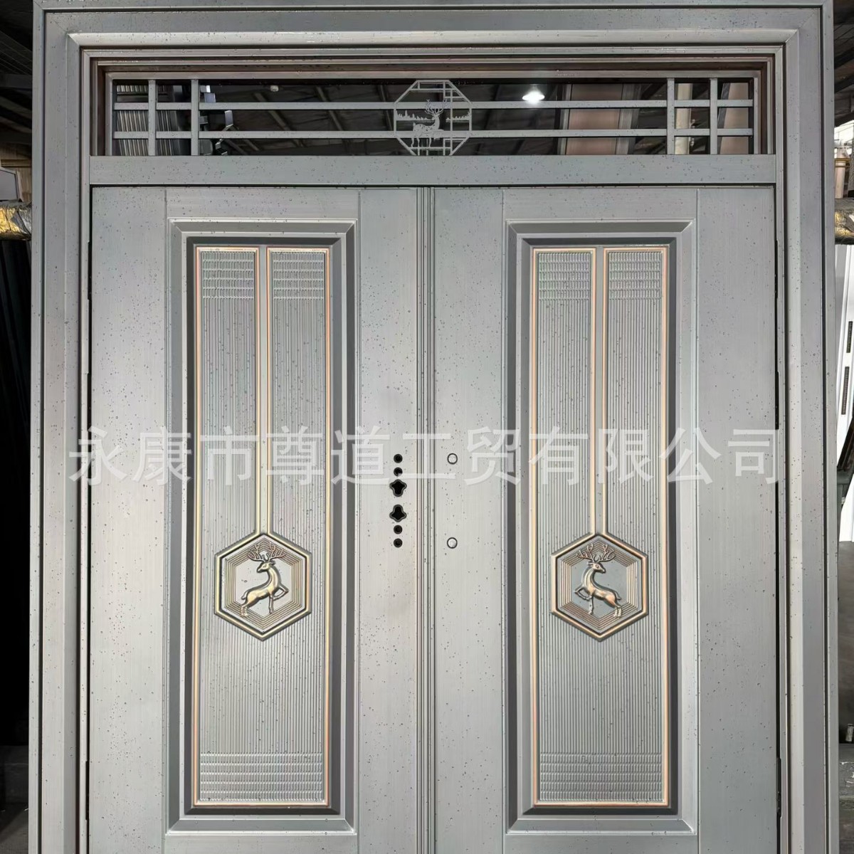 别墅大门双开门仿铜门锌合金入户门农村自建房大门乡村进户门