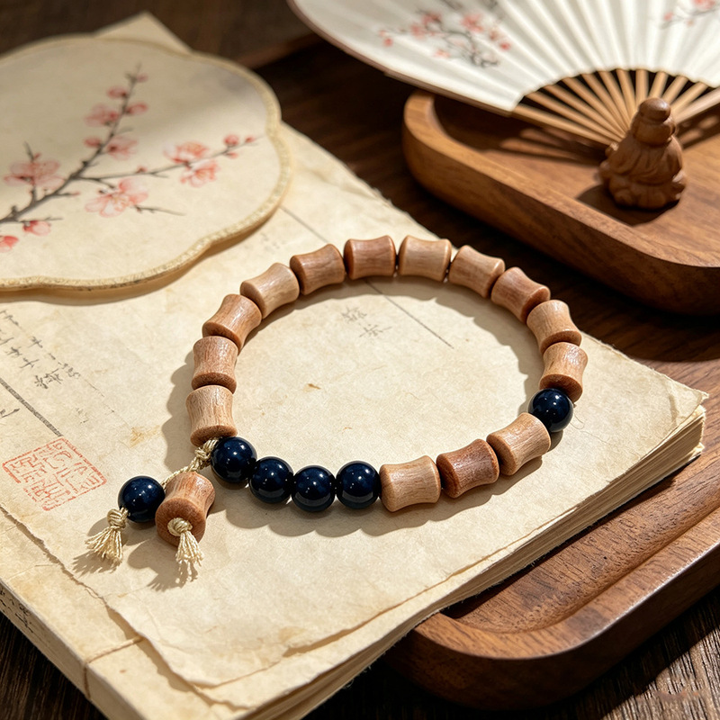 New Style Bamboo Sandalwood Bracelet 8mm Single Circle Buddhist Prayer Beads Wooden Retro Cultural Creative National Style Hand Jewelry Wholesale New Style Bamboo Sandalwood Bracelet 8mm Single Circle Buddhist Prayer Beads Wooden Retro Cultural Creative National Style Hand Jewelry Wholesale