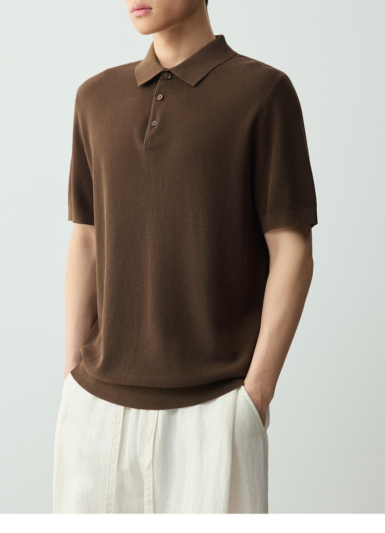 Áo polo nam tay ngắn chất liệu cotton pha tơ tằm phong cách cổ điển — đen chi tiết 38