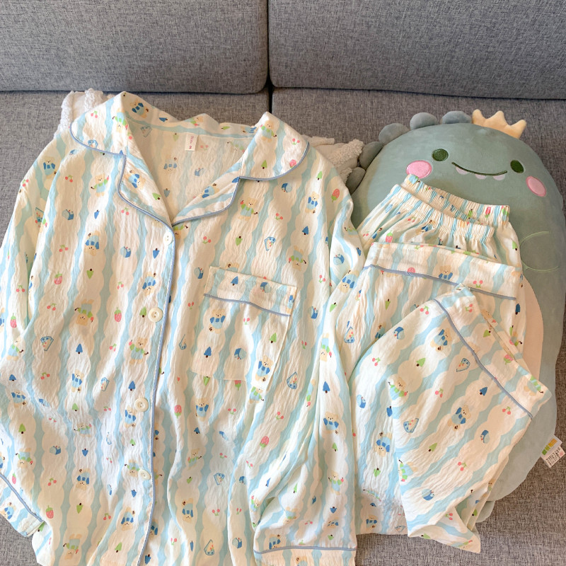 外国貿易クロスボーダー卸売クラウドコットン長袖ズボン 120 グラムパジャマ女性のための Xiaoxin 外で着用できるラペルカーディガンホーム服|undefined