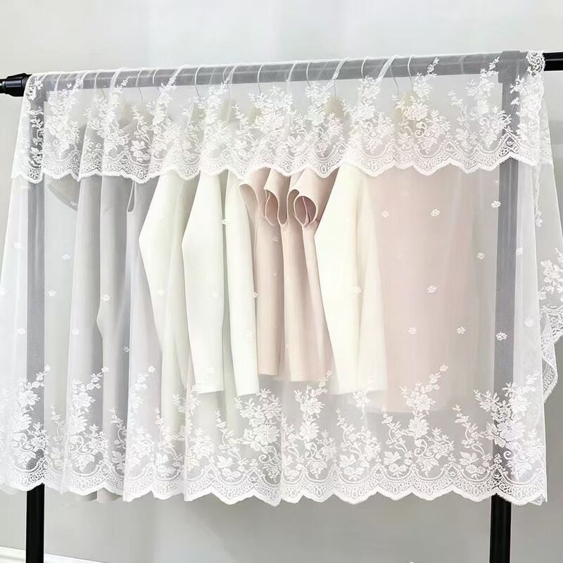 Shoe Rack Dust-Proof Lace Cover, Household Clothes Hanger Floor-Standing Bedroom Dust Cover, Single Rod Cover for Hanging Clothes on Balcony