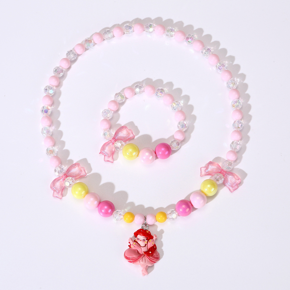 로즈 핑크 공주 목걸이 2개 세트