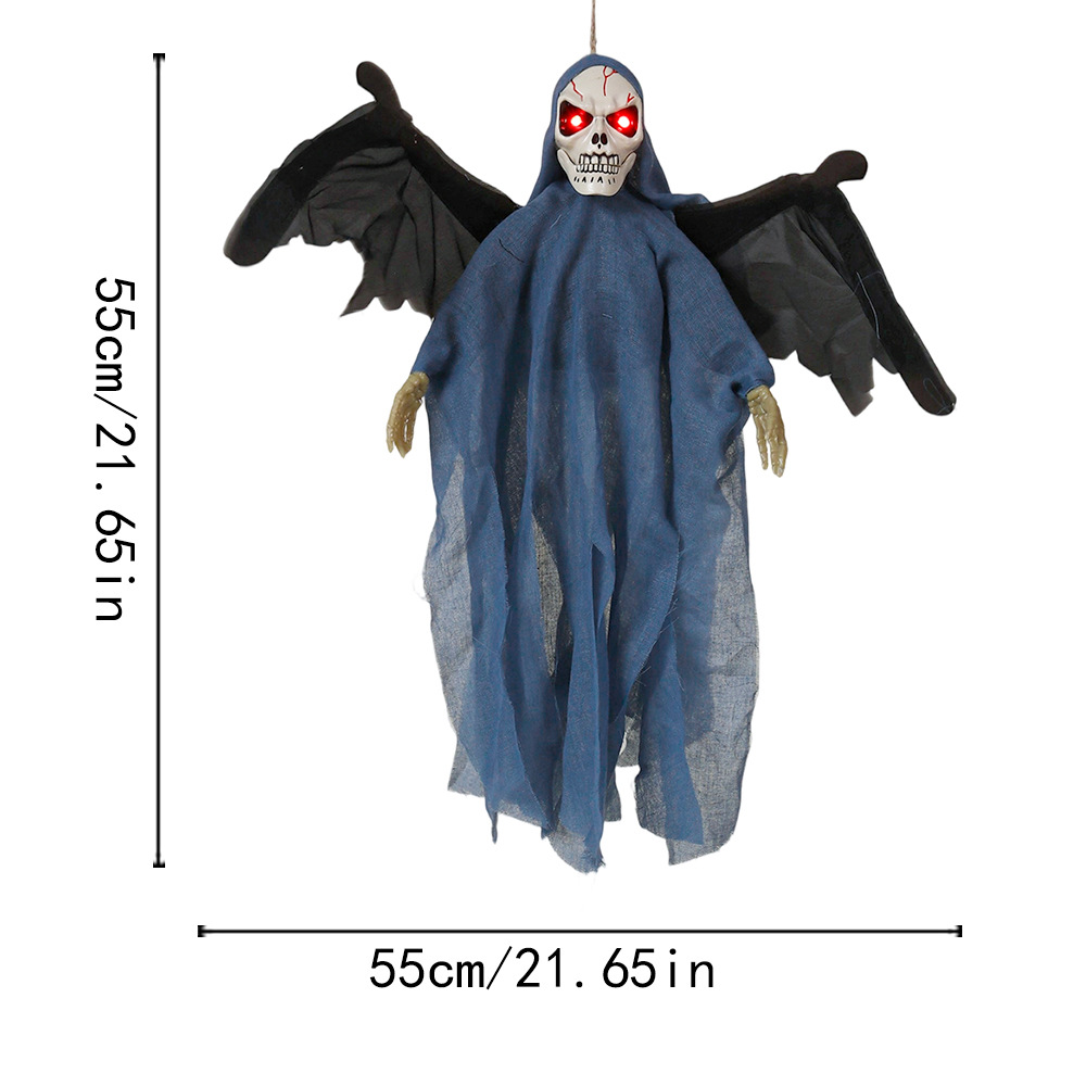 Decoración de Halloween, fantasma colgante, control de voz, fantasma luminoso eléctrico, llamada fantasma, acción a gran escala, sala secreta de fantasmas, decoración de fiesta, accesorios