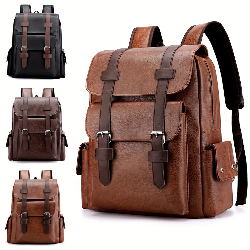 Cross-Border Retro Business Backpack for Women and Men, Simple Soft Pu Computer Bag, New Trendy Travel Large-Capacity Backpack Cross-Border Retro Business Backpack for Women and Men, Simple Soft Pu Computer Bag, New Trendy Travel Large-Capacity Backpack