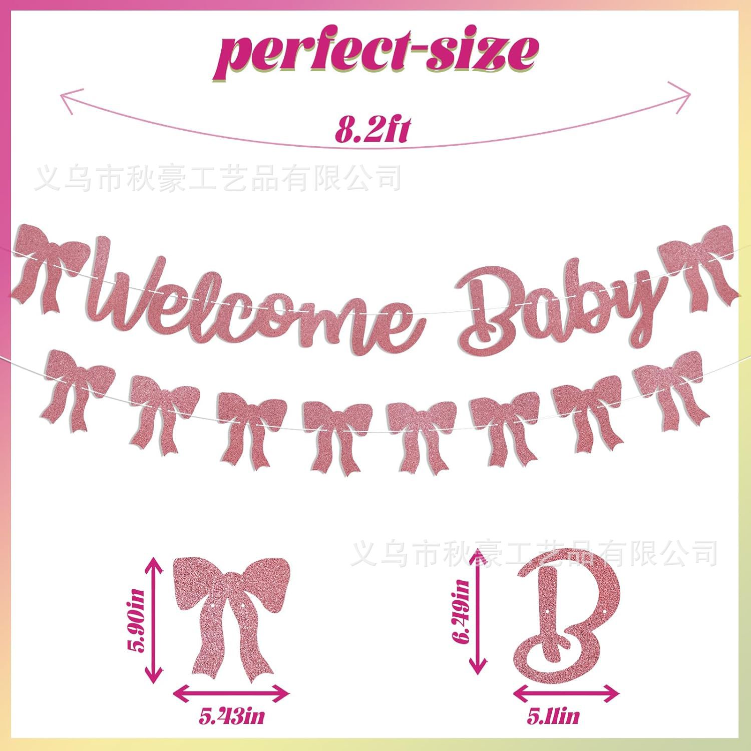 Banner de fiesta de bebé de welcome accesorios de decoración de fiesta de lazo de oro rosa 2025 nuevo