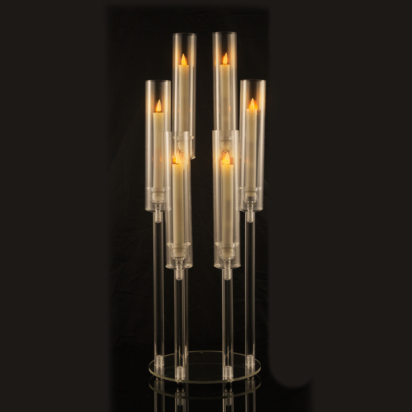 Comercio electrónico transfronterizo para el nuevo acrílico de 5 cabezas candelabros boda hotel restaurante occidental fiesta de cumpleaños candelabros en el hogar