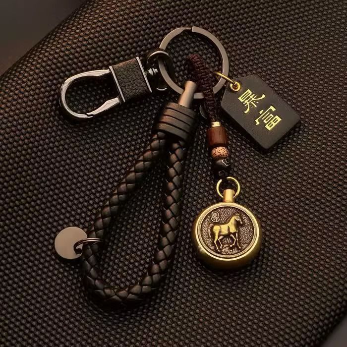 Couple's Car Keychain Brass Zodiac Key Chain Handmade Pendant Retro Creative Money Transfer Handle