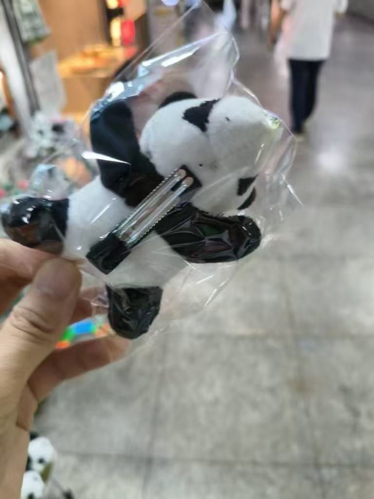 Muñeca creativa Panda raqueta anillo pulsera niños muñeca de peluche juguete bicicleta accesorios boda regalo de mano
