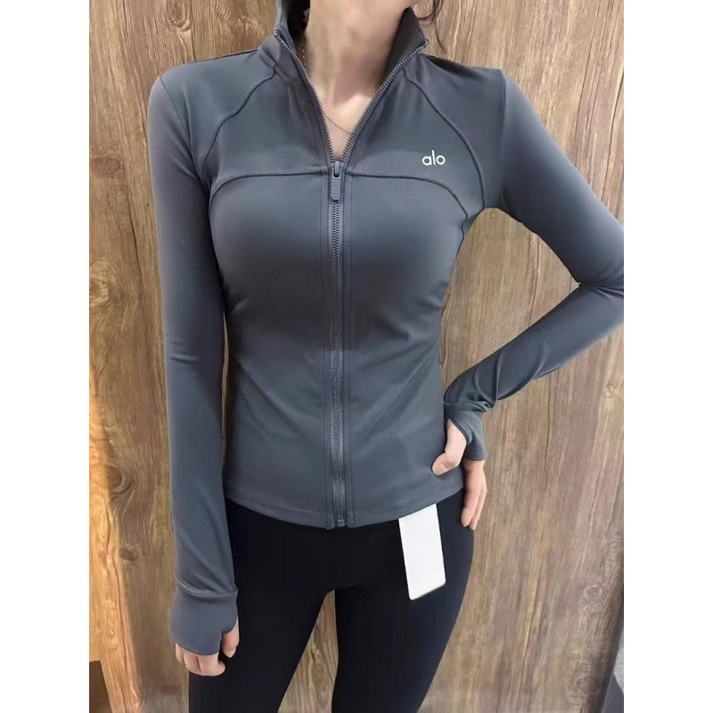 alo light  yoga加绒立领运动外套女显瘦百搭健身服弹力紧身长袖|undefined