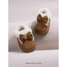 Q 63637 Bow Fleece Thick Sole Slippers ������ë�޺������Ь