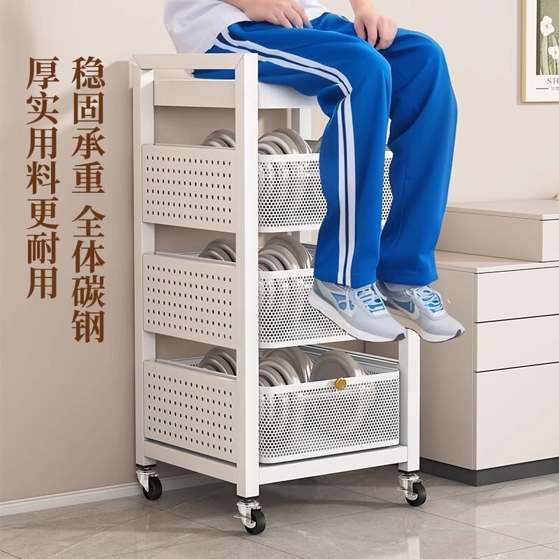 碳钢书包置物架可移动小推车书本收纳架桌下多层放书包带滑轮收纳|undefined