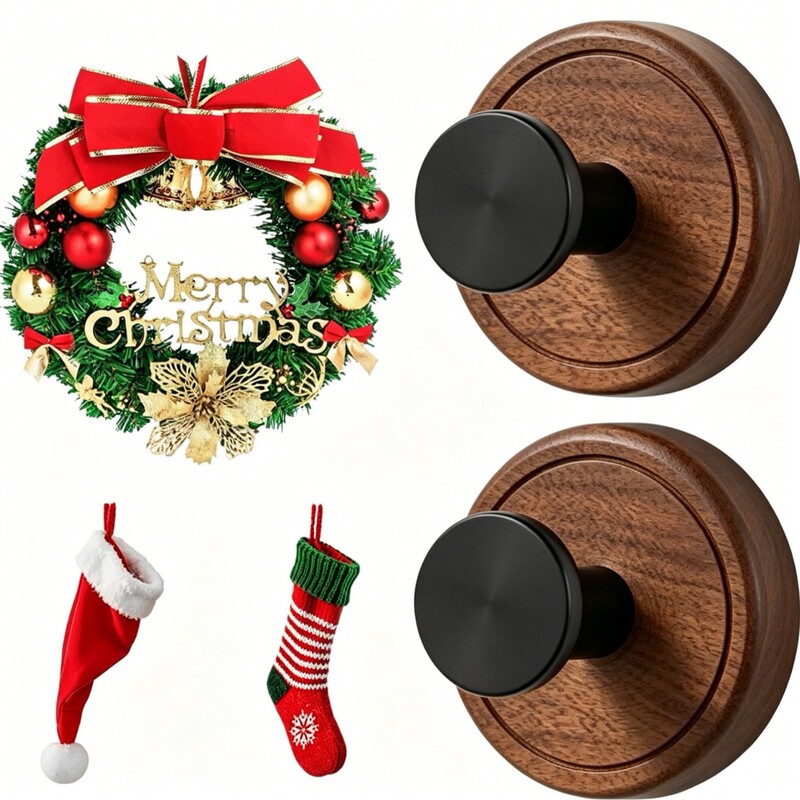 Cross-Border Door Hook for Holiday Wreaths, Black Walnut Suction Cup, Christmas Stocking Fireplace Hook, No-Drill Wall Hook Cross-Border Door Hook for Holiday Wreaths, Black Walnut Suction Cup, Christmas Stocking Fireplace Hook, No-Drill Wall Hook