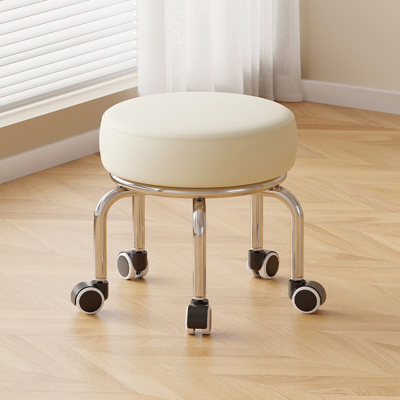 Polia doméstica taburete bajo rueda universal pequeño taburete silencioso rotativo taburete redondo móvil con artefacto moderno y simple