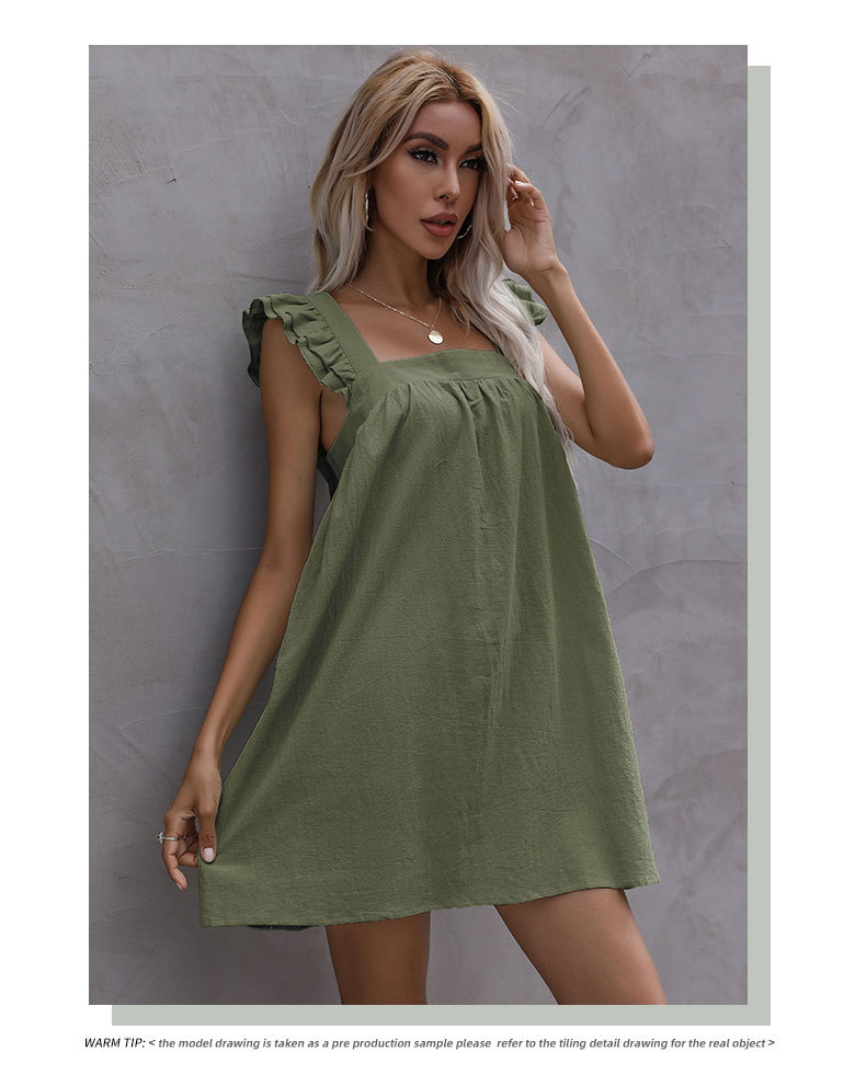 solid color ruffled sling dress wholesale clothing vendor Nihaostyles NSYYF71869