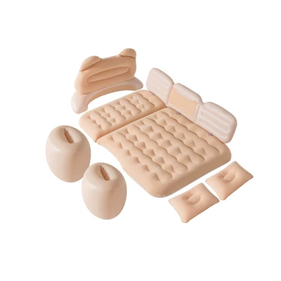 Folding Air Mattress Car Rear Car Sleeping Pad Car Suv Universal Sleeping Artifact Car Travel Bed (Vehicle-mounted inflatable bed) - beige-bear-side-head-protector