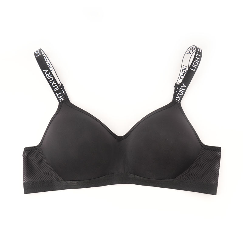 Cross-border spot letra correa de hombro ropa interior de mujer sin anillo de acero se reúne soporte delgado y cómodo anti-caída sujetador ajustable