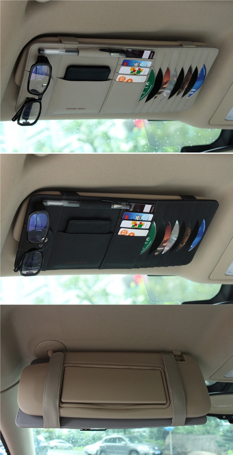 Car Cd Holder, Car Cd Bag, Disc Case, Artifact, Vinyl Storage Bag, Multifunctional Sun Visor Cover, Genuine Leather