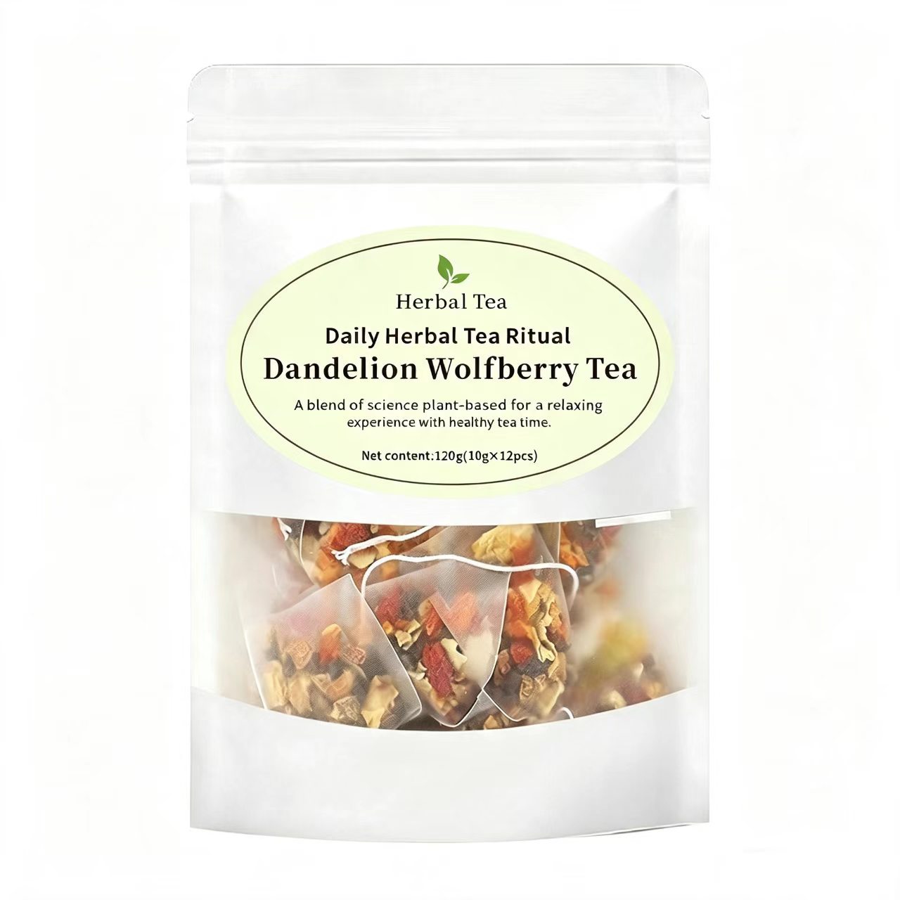 Dandelion Goji Herbal Tea 120g Bag 12 Pyramid Tea Bags Daily Brew quality and texture