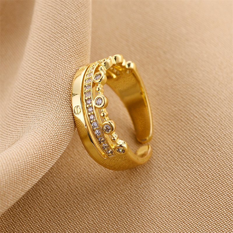 Fashion Geometric Copper Plating Zircon Open Ring 1 Piece