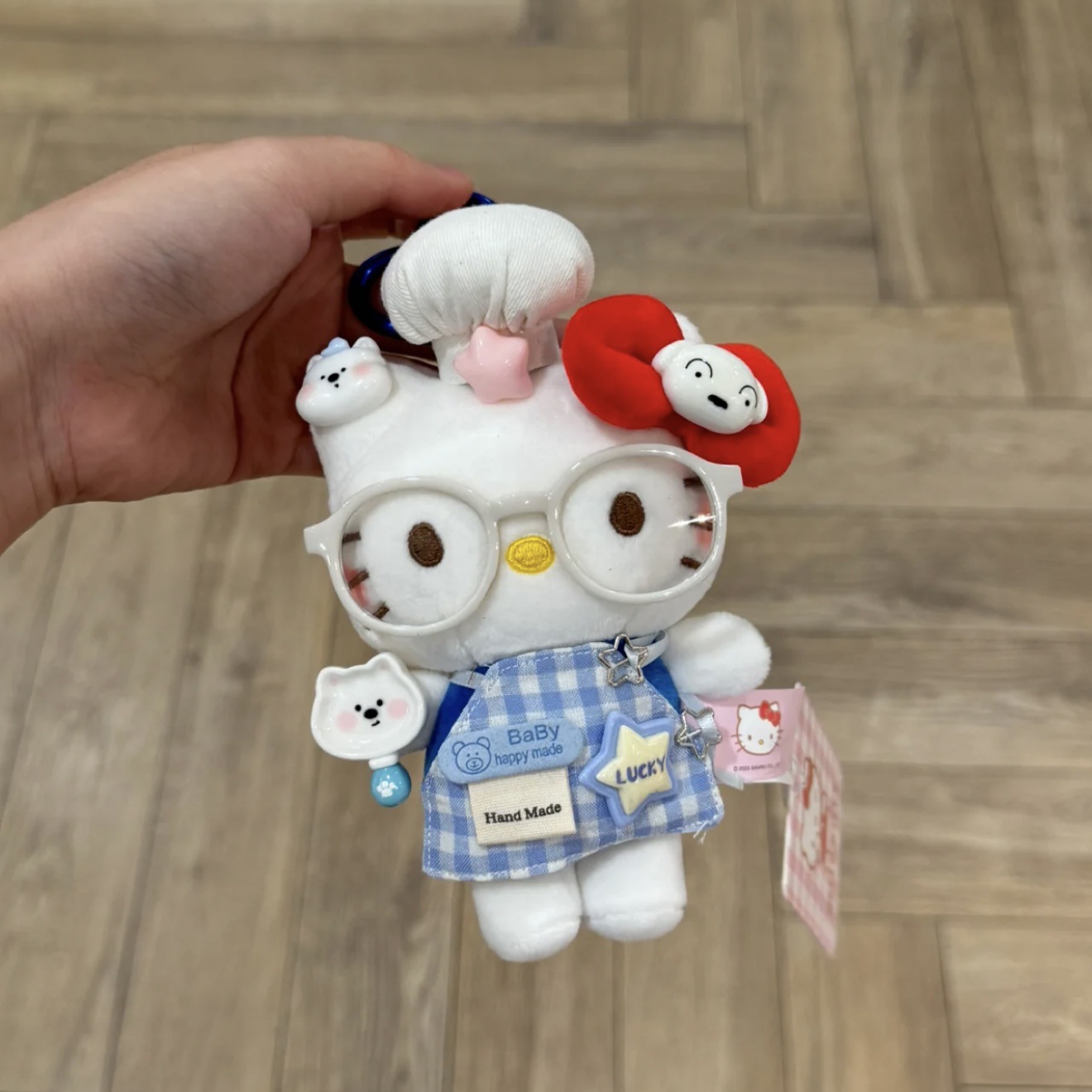 Genuino clásico KT Hello Kitty mochila bolso colgante dibujos animados lindo hellokitty llavero muñeca de felpa mujer