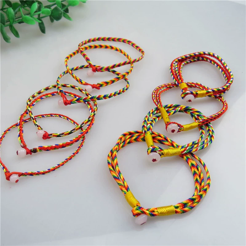 Красочная веревка браслет ручной работы женская красная веревка Май Дракон Лодка Детская пятицветная веревка Троицкая Веревка Ювелирные изделия подарок Ручная Веревка