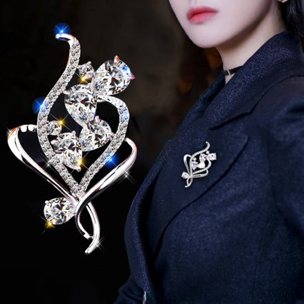 Tianshe Jewelry High-End Brand Korean Style Luxury Zircon Brooch Simple Flower Pin Buckle Anti-Exposure Corsage