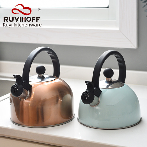 Direct factory export 2.5 L stainless steel singing kettle, bronze colored tea kettle, stainless steel singing