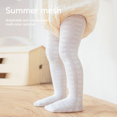 Summer New Baby Leggings Combed Cotton One-Piece Socks with Heart Mesh Outerwear Cute Thin Children's Pantyhose