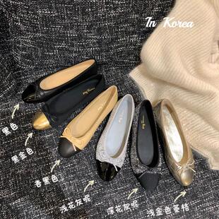 2024 New color reproduction ~ Chanel style round toe color matching bow shallow mouth single shoes Women's Flat shoes grandma single shoes