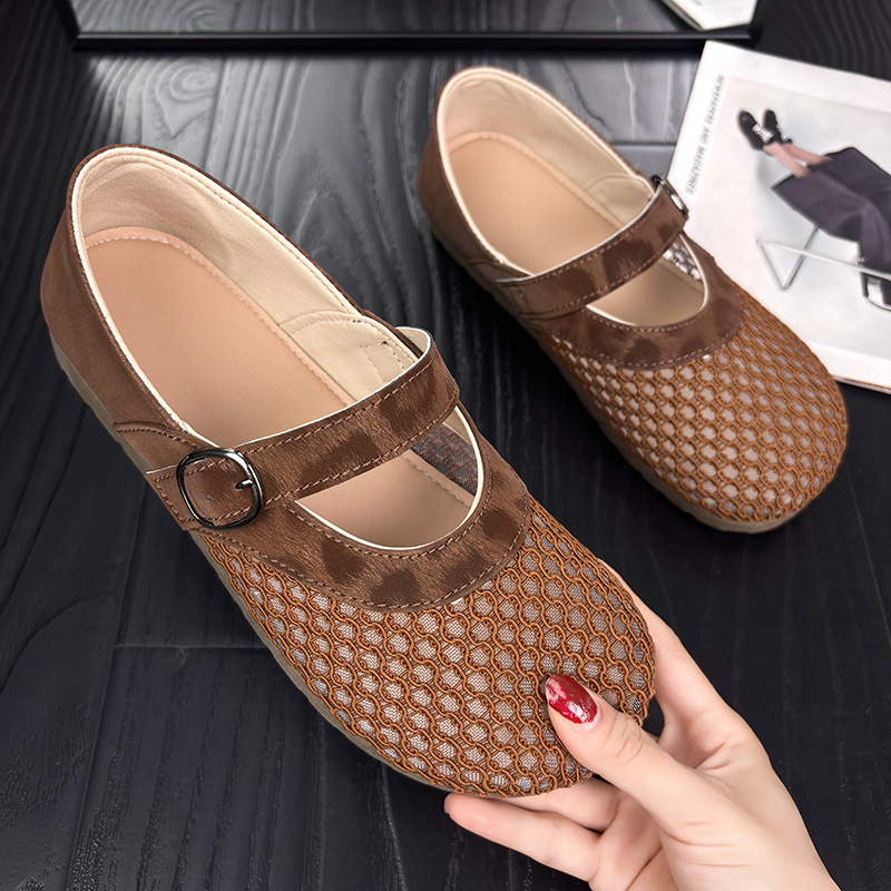 (Dropshipping) Pingdi Master Mesh Breathable Mary Jane Slippers 2026 Summer New Retro Single Shoes