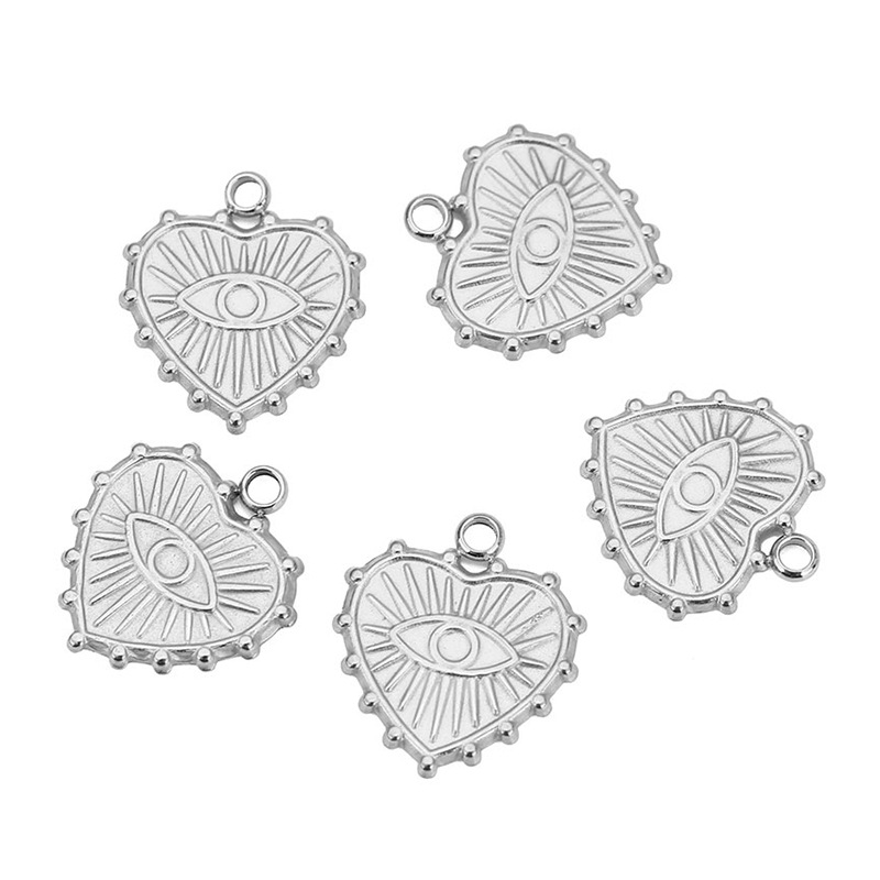 DIY Jewelry Accessories Classification 5 PCS/Package 15*16mm 304 Stainless Steel 18K Gold Plated Devil's Eye Heart Shape Pendant