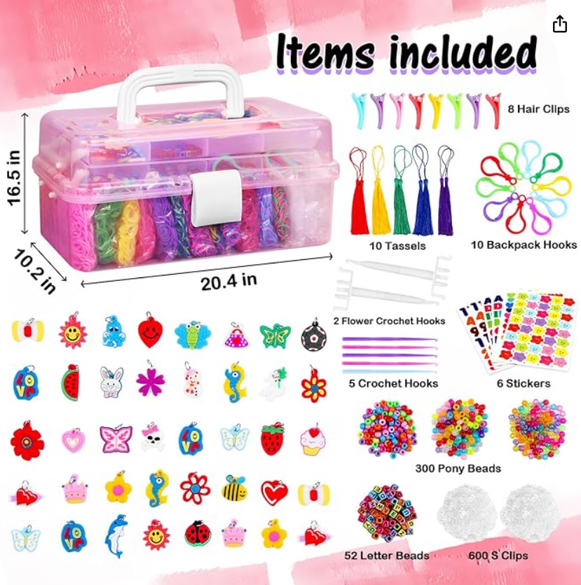 Caja de herramientas con bandas elásticas para tejer pulseras