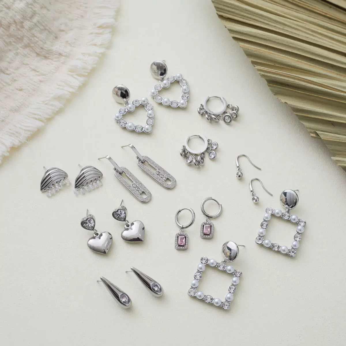 欧美跨境不锈钢耳环钢色爱心简约时尚百搭不掉色耳饰几何形耳环女