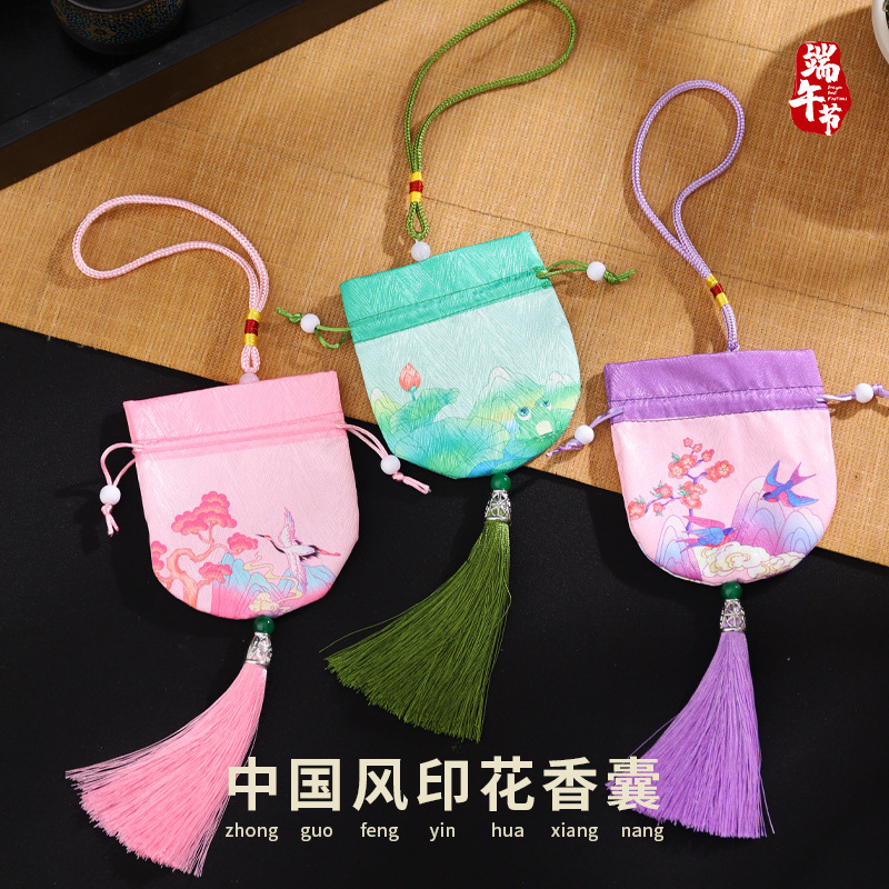 Zen estilo chino tradicional estilo antiguo brocado bolsa Dragon Boat Festival bolsita bolsa vacía bolso de la joyería bolsita bordado monedero bolsita