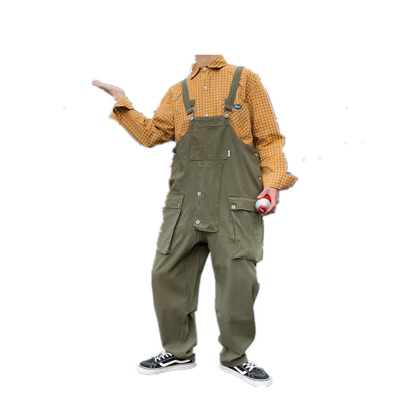 Herrenbekleidung Beliebte Hosenträger mit mehreren Taschen Herrentrend lose einteilige Hosenträger Paar Overalls_voghion.com