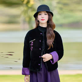 新中式丝绒羽绒服女2025冬季新款巨好看国风轻奢减龄唐装短款外套