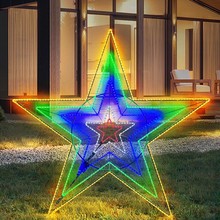 原创110V圣诞星星灯跨境圣诞树树顶星装饰五角星灯LED铁艺灯饰灯