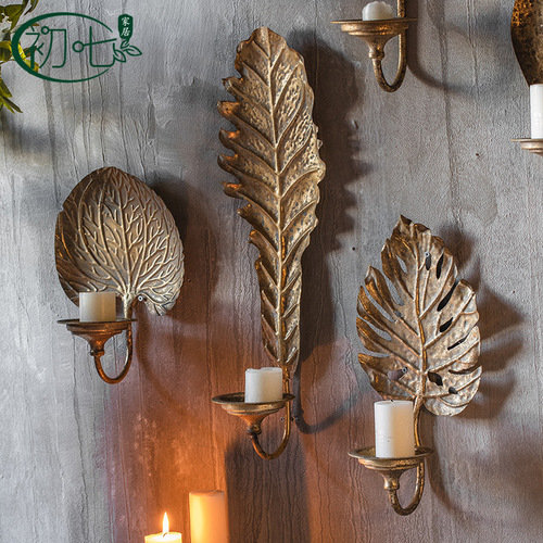 Antique-style distressed decorative wall candlestick accessories Christmas theme photography prop French metal hanging decoration crafts