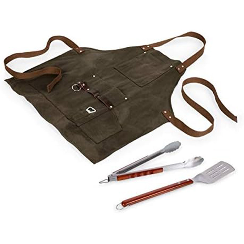 Nuevo delantal de lona gruesa transfronterizo, ropa de trabajo floral de barbacoa al aire libre, herramientas de jardín, delantal de almacenamiento, fábrica al por mayor