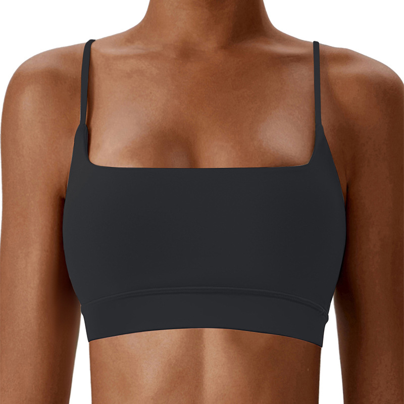 Amazon Europa y los Estados Unidos transfronterizos a prueba de choque de color sólido sujetador de mujer cinturón de hombro delgado chaleco de fitness ropa interior deportiva de yoga