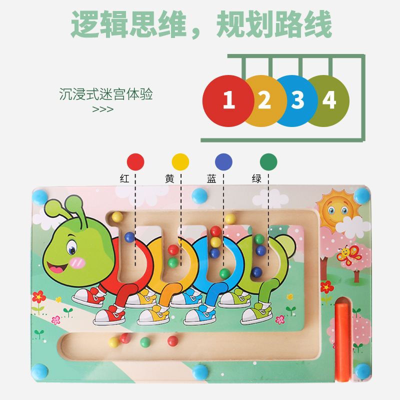 Divertido animal bolígrafo magnético laberinto niño pequeño equilibrio entrenamiento laberinto de bolas educación temprana rompecabezas juegos de mesa juguetes