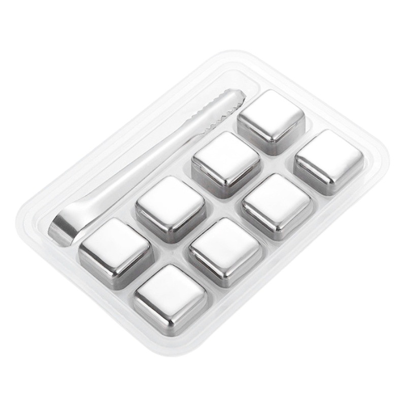 304 cubo de hielo de acero inoxidable partículas de hielo congeladas partículas de hielo de metal clip creativo whisky de acero inoxidable vino piedra logotipo imprimible