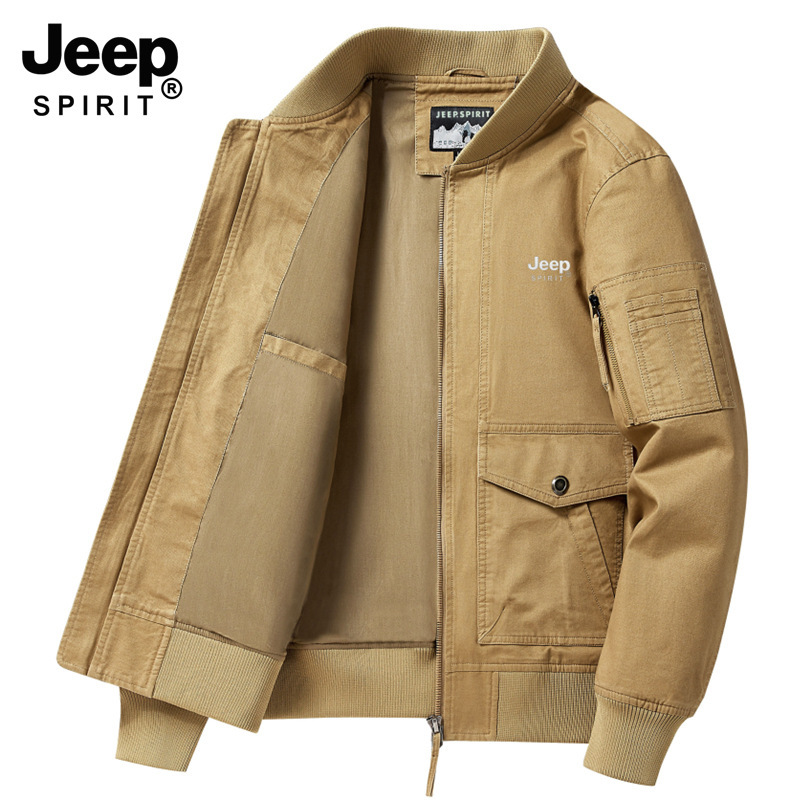 Jeep Casual 2023 Spring and Autumn New Men's Casual Wear for Young and Middle-Aged Men Stand-Up Collar Jacket Large Size Coat 0702